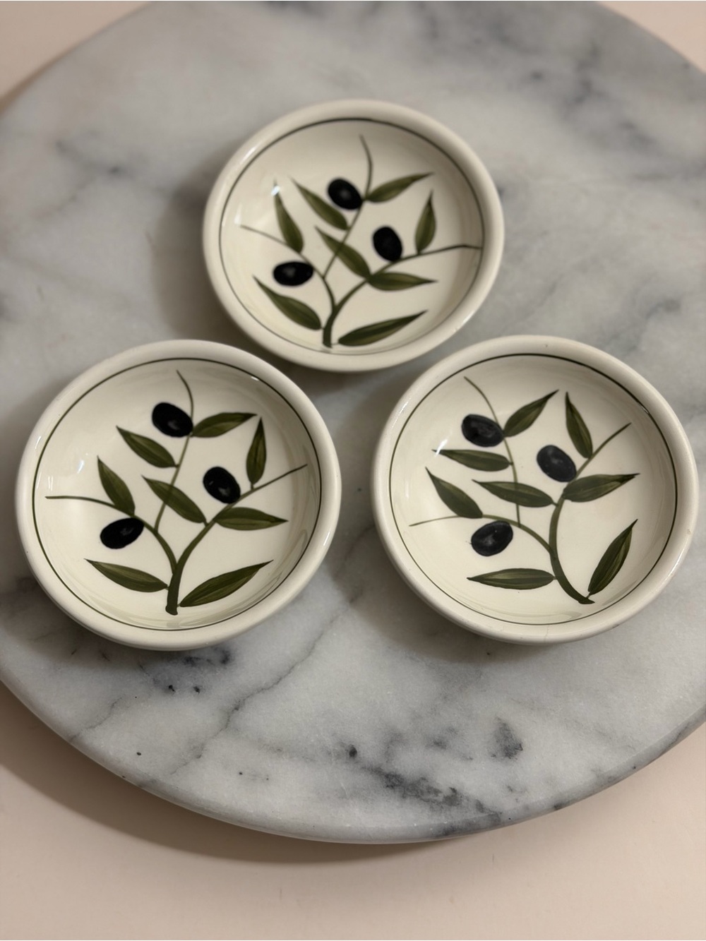 Harry and David Ceramic Olive Branch Dipping Bowls 3.5 inch - Set of 3